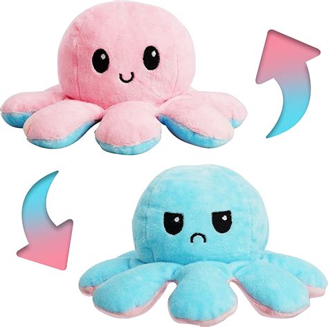 Octopus Plushie Reversable Blue To Pink With Dimple Soft And Etsy