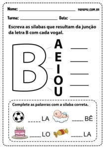 Atividades De Alfabetiza O A Letra B Para Educa O Infantil E