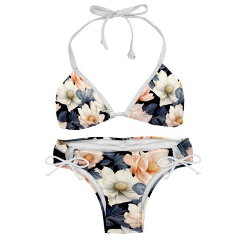 Fragmented Flowers Detachable Sponge Adjustable Strap Bikini Set Two