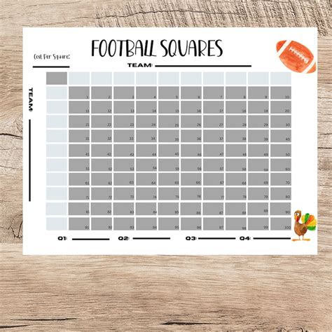 Printable Super Bowl Squares Gamefootball Squares Superbowl Boxes