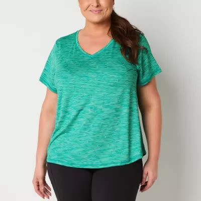 Xersion Womens Performance V Neck Short Sleeve T Shirt Plus JCPenney