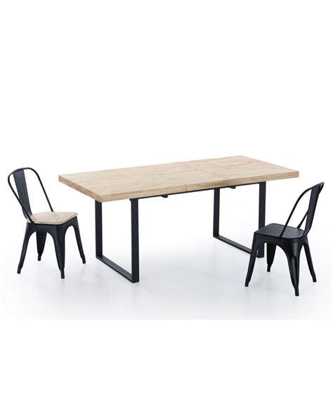 Mesa Comedor Extensible Natural Roble Nordish Negro