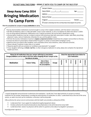 Fillable Online Gscnc Bringing Medication To Camp Form Fax Email Print