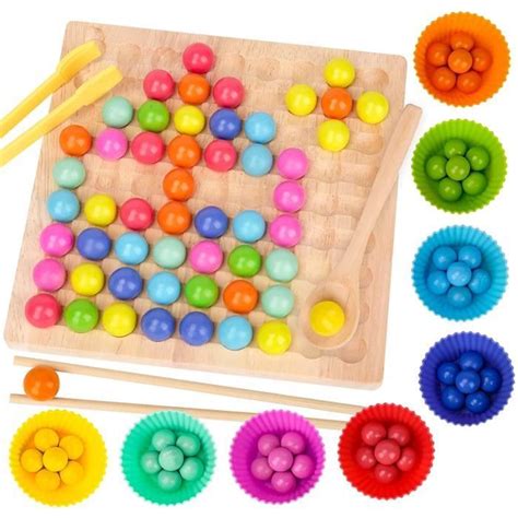 Rainbow Bead Toys Puzzle 3 6 Ans Jouet Enfant en Bois coloré Jeu de