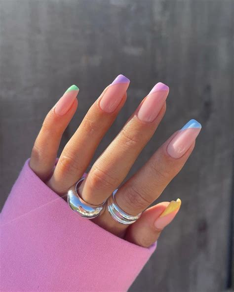 12 Colorful French Tip Nail Designs For Summer Spring Acrylic Nails