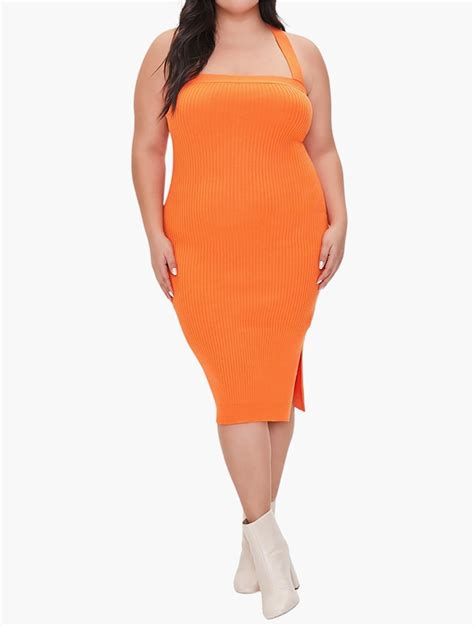 Myrunway Shop Forever 21 Orange Ribbed Sweater Dress For Women From