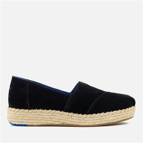 Toms Womens Alpargata Suede Platform Espadrilles Black Free Uk