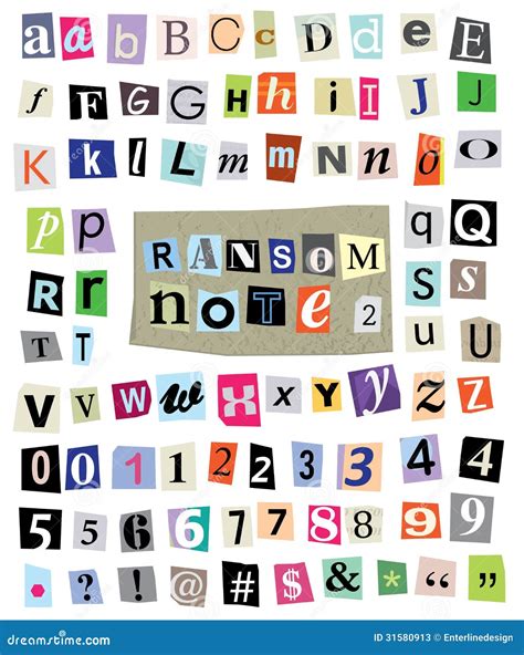 Vector Ransom Note 1 Cut Paper Letters Numbers Symbols Stock Vector