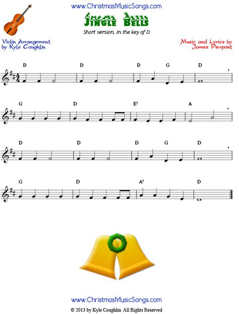 Jingle Bells For Violin Easy Version Free Sheet Music