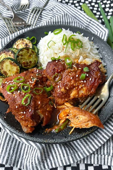 Slow Cooker Chicken Thighs Korean Style L Panning The Globe