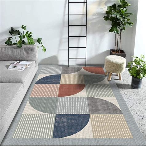 Large Home Rug Nordic Semicircle Pattern Microfiber 3D Print Non Slip