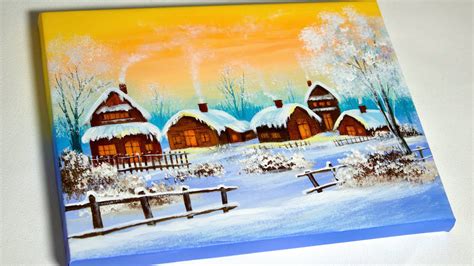 How To Draw Winter Landscape Painting Aham Art Youtube