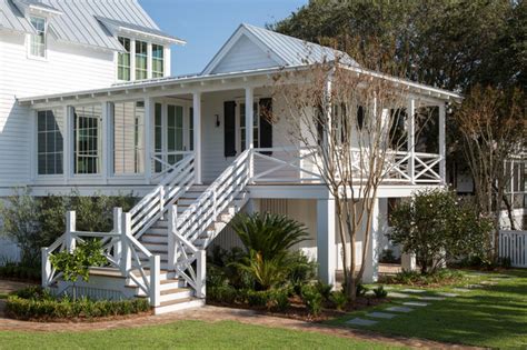 Sullivans Island Beach House Entry Stairs Beach Style Verandah