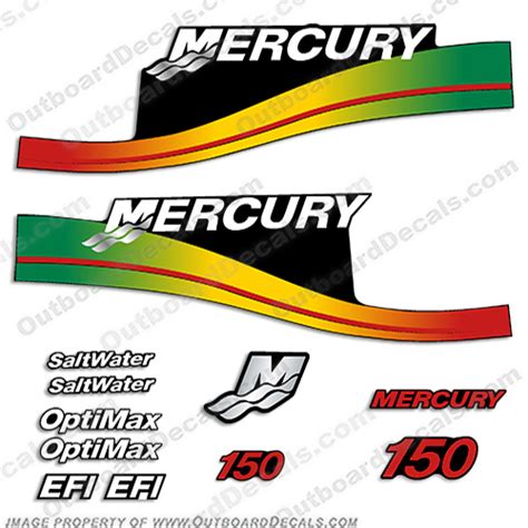 Mercury 150hp Decal Kit Rasta Colors