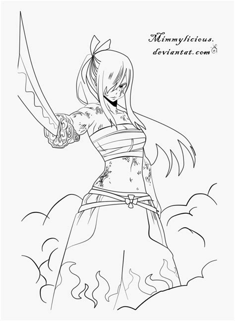 Tail Erza Scarlet Ausmalbilder Lineart Mewarnai Ausmalen Sting