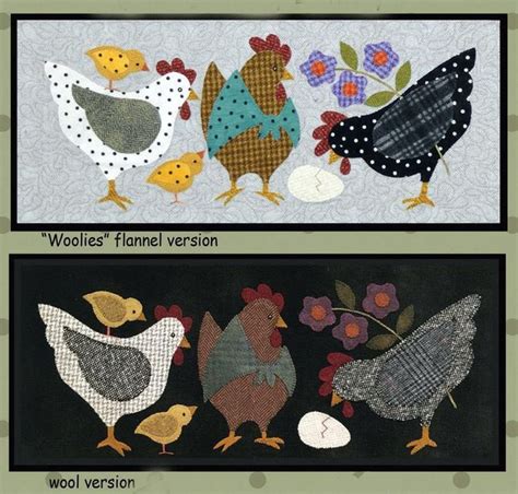 Chicken Pattern Wool Applique Patterns Hens And Chicks Etsy Wool