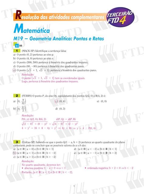 PDF M19 Geometria Analítica Pontos e Retas WebTVMarista PDF