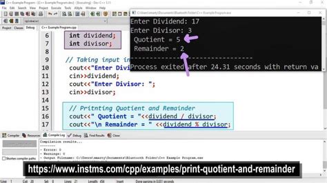 Find Quotient and Remainder - C++ Programs