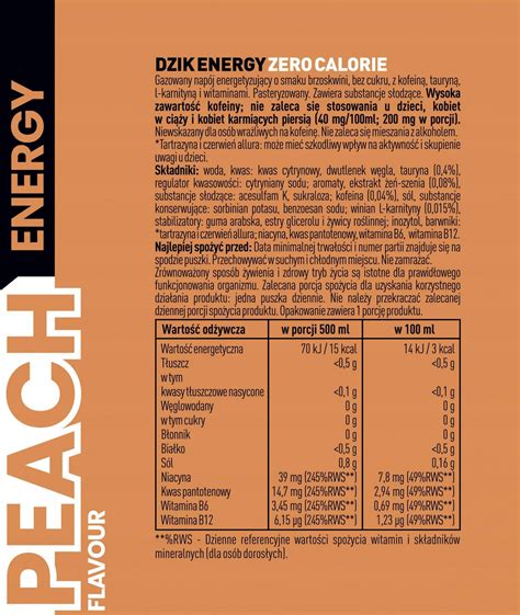 Wk Dzik Nap J Energy Peach Zero Kalorii Ml Szt Ceny I Opinie