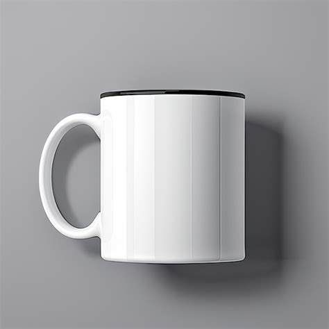 Premium Photo | A white coffee mug with a black design