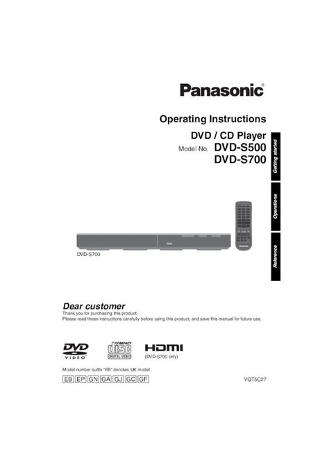 Pdf Model No Dvd S700 Panasonic · 4 Vqt5c27 Table Of Contents