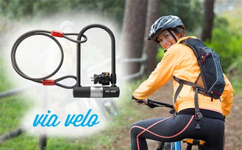 Via Velo Bike U Lock with Strong Cable Heavy Duty Bicycle U Lock ...