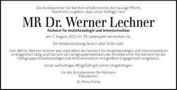 Traueranzeigen Von Werner Lechner Trauer Kleinezeitung At