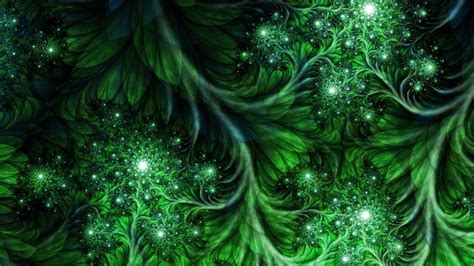 Green abstract fractal art wallpaper | (114388)