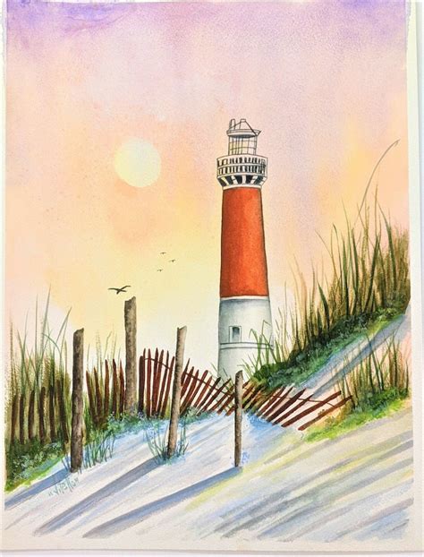 Barnegat Lighthouse Watercolor Painting Sale Etsy