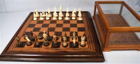 Sold At Auction Vintage Carved Ivory Inlaid Board Chess Set