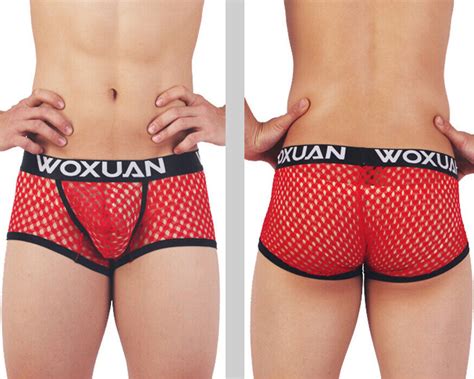 Zonbailon Mens Underwear Big Mesh Sexy Perspective U Convex Big Bag Boxer Ebay