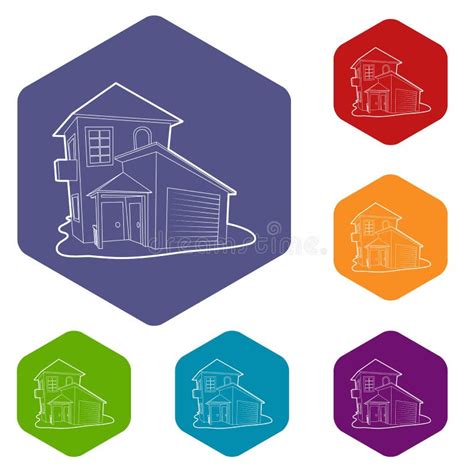 Modern House Icons Vector Hexahedron Stock Vector Illustration Of