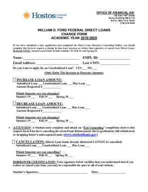 Fillable Online Hostos Cuny Financial Aid William D Ford Federal