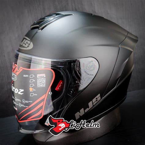 Jual Helm Njs Kairoz Solid Black Doff Half Face Original Shopee