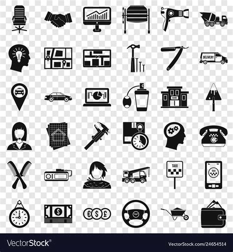 Good work icons set simple style Royalty Free Vector Image