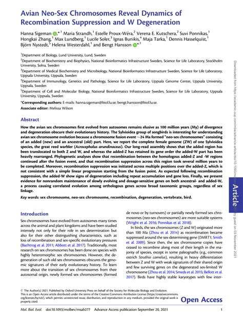 Pdf Avian Neo Sex Chromosomes Reveal Dynamics Of Recombination