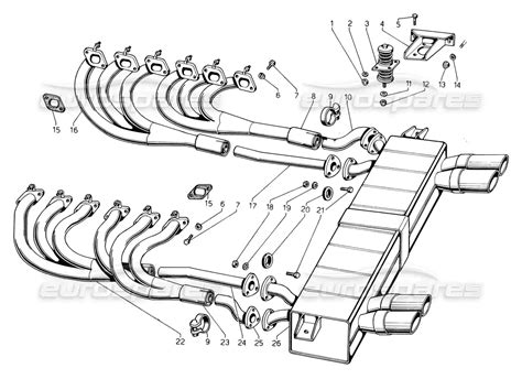 Countach 5000 Qv 1985 Exhaust Pipes Parts Diagram 028