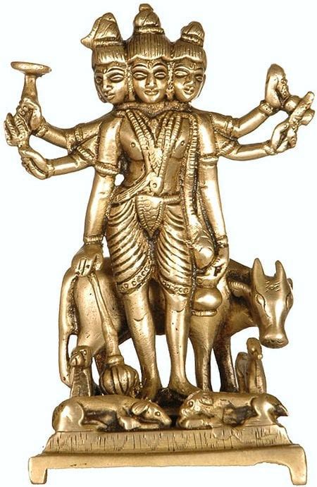 6 Adiguru Lord Dattatreya Brass Idol Handmade Religious Figurine