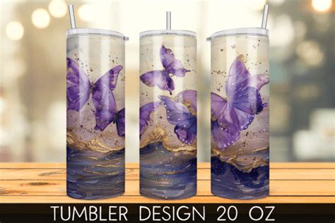 Purple Butterfly Tumbler Wrap Graphic By Mragjaza Creative Fabrica