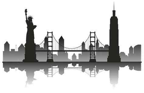 New york city colourful silhouette skyline Vector | Free Download