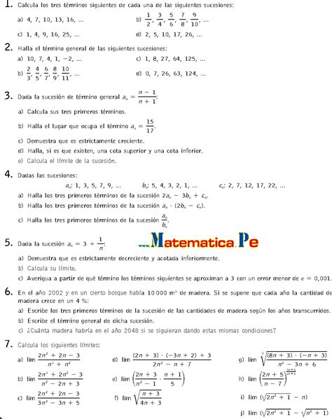 Sucesiones Y LÍmites Ejercicios Resueltos Matematicas 2 Bachillerato Pdf