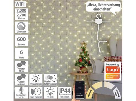 Jeu de 2 rideaux lumineux à LED WLAN 300 LED CCT app dimmable IP44