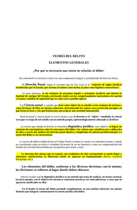 Teoria Del Delito General Monografías Ensayos De Derecho Penal Docsity