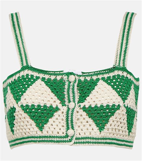 Maija Crochet Crop Top In Green Anna Kosturova Mytheresa