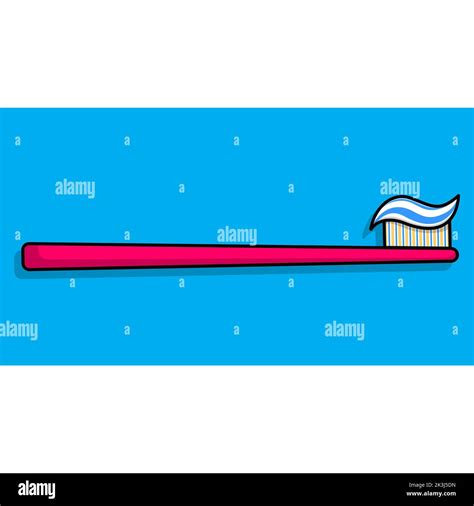 Cartoon Flat Illustration Of A Red Toothbrush And Toothpaste On It Vector Illustration Stock