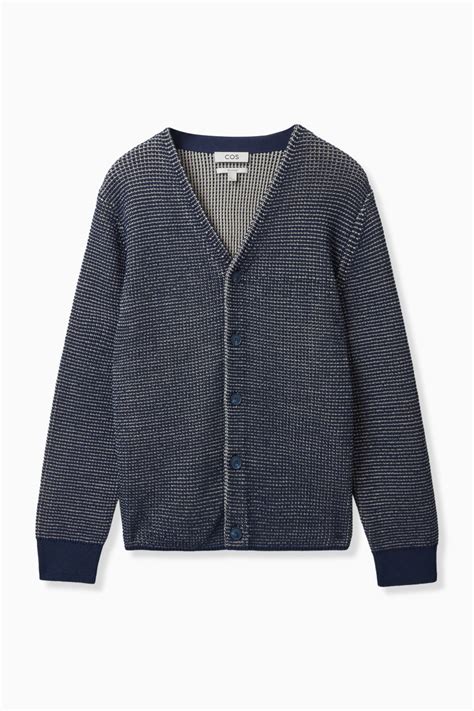 Cos Relaxed Fit Knitted Cardigan In Blue Modesens