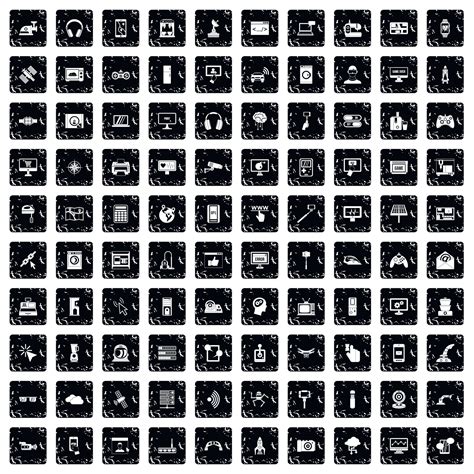 100 software icons set, grunge style 8843332 Vector Art at Vecteezy