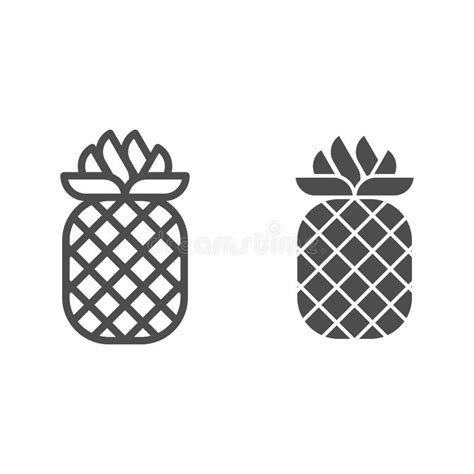 Pineapple Line And Glyph Icon Tropical Fruit Vector Illustration Isolated On White Healthy