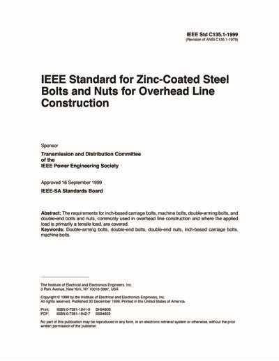 C Standard For Zinc Coated Steel Bolts And Nuts For