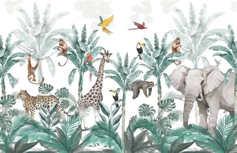 Papel De Parede Floresta Animais Safari Adcorista Fe Elo